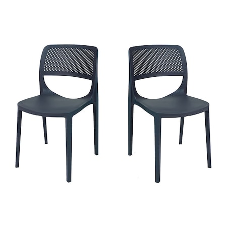 Rainbow Outdoor Mila Set of 2 Stackable Side Chair-Anthracite RBO-MILA-ANT-SC-SET2